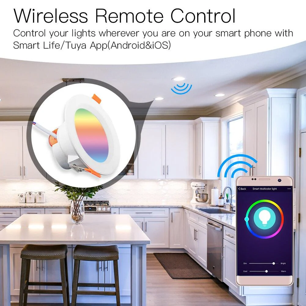 MOES WiFi Smart LED Downlight Dimmable Round Colorful Spotlight Lighting 7W RGB Color Changing Bulb - Image 5