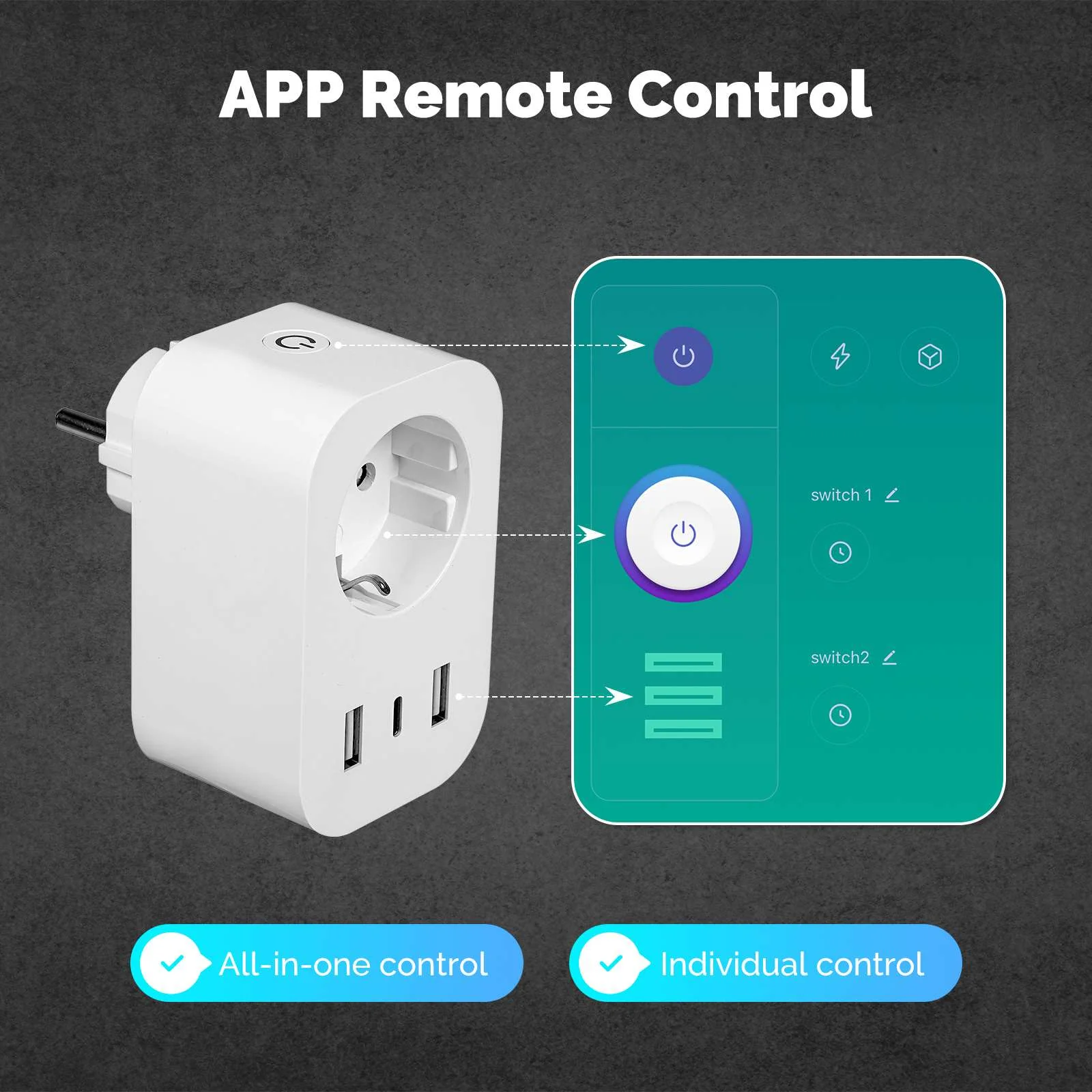 WiFi Smart Plug 16A EU Socket Outlet 2USB 1Type-C Fast Charging Power Electricity Monitor - Image 5