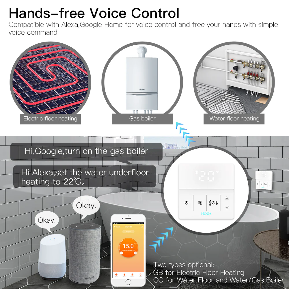 WiFi Smart Programmable Thermostat Electric Underfloor Heating Touch Screen Temperature Controller Logo Color Adjustable - Image 3