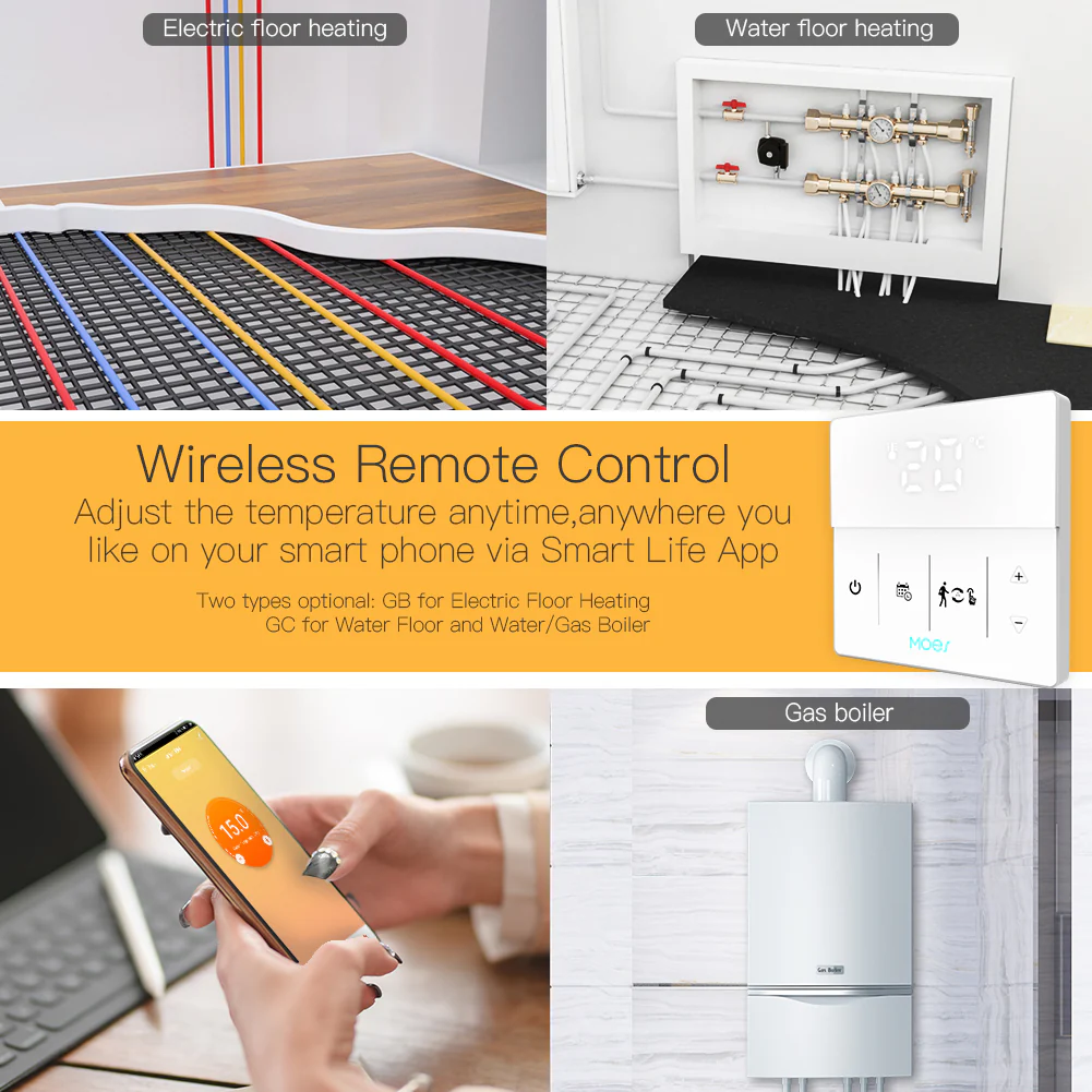 WiFi Smart Programmable Thermostat Electric Underfloor Heating Touch Screen Temperature Controller Logo Color Adjustable - Image 4