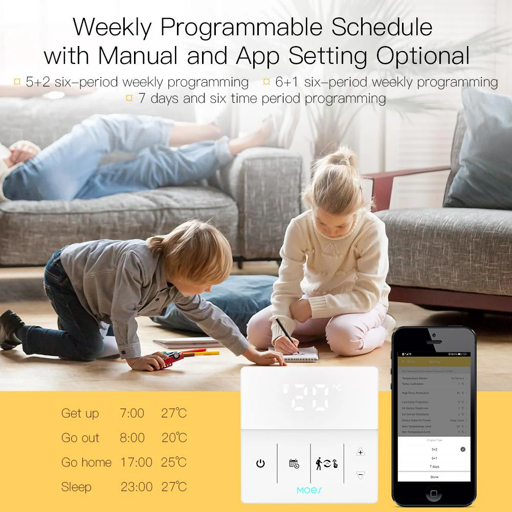 WiFi Smart Programmable Thermostat Electric Underfloor Heating Touch Screen Temperature Controller Logo Color Adjustable - Image 6