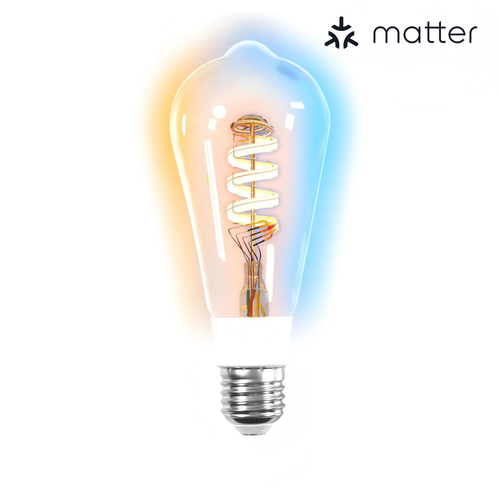 Matter WiFi E27 Smart Edison LED Light Bulbs 16 Million RGB Color Changing 2700K-6500K Dimmable