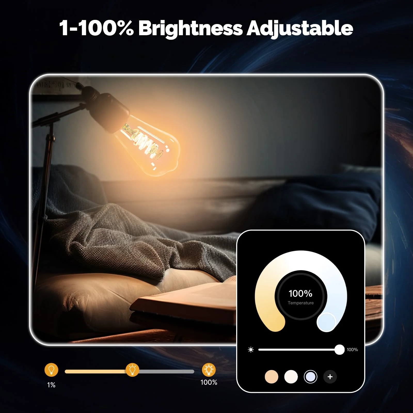 Matter WiFi E27 Smart Edison LED Light Bulbs 16 Million RGB Color Changing 2700K-6500K Dimmable - Image 3