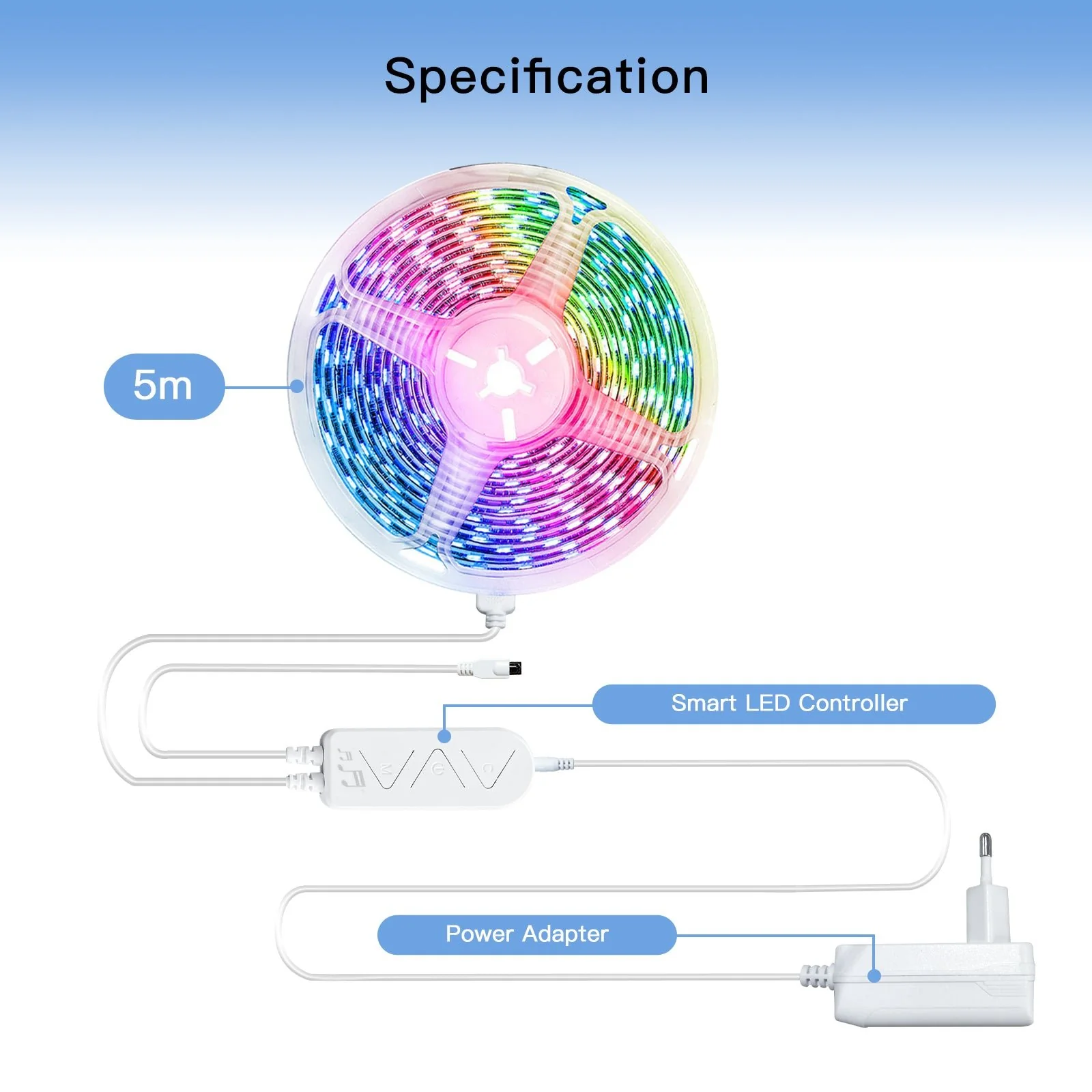 MOES WiFi Smart LED Light Strip RGB Strip Light 5050 Controller Party Music Sync Mic Sound Color Changing LED Strips with Remote - Image 6