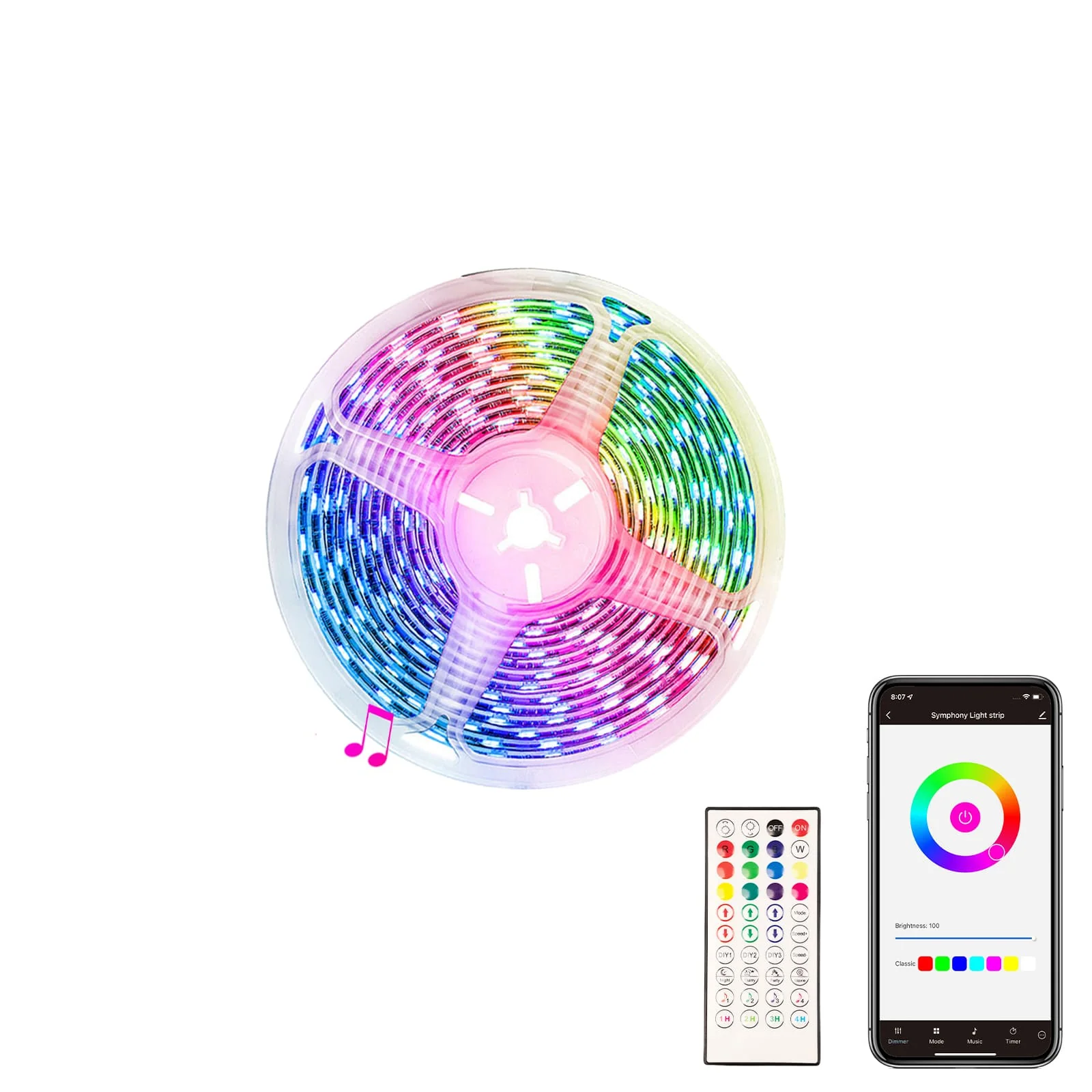 MOES WiFi Smart LED Light Strip RGB Strip Light 5050 Controller Party Music Sync Mic Sound Color Changing LED Strips with Remote - Image 7