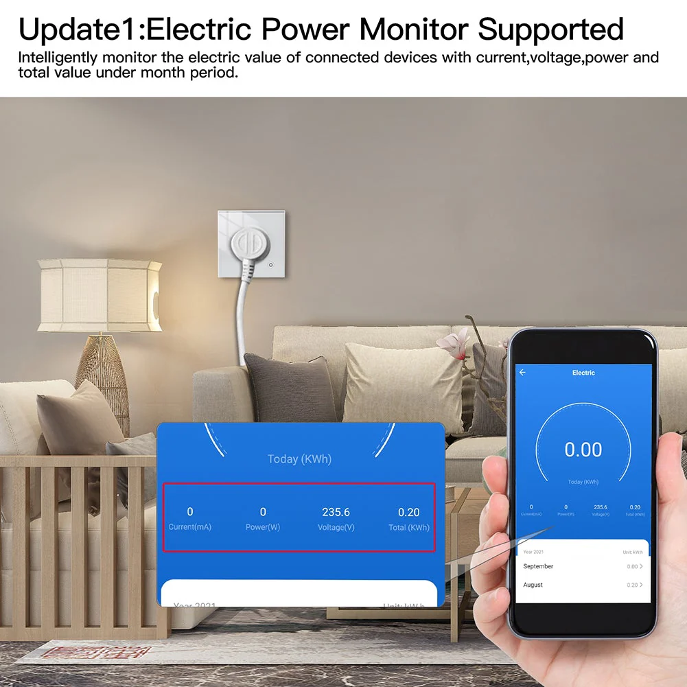 WiFi Smart Wall Socket Glass Panel Outlet Power Monitor Touch Plug Relay Status Light Mode Adjustable EU - Image 3