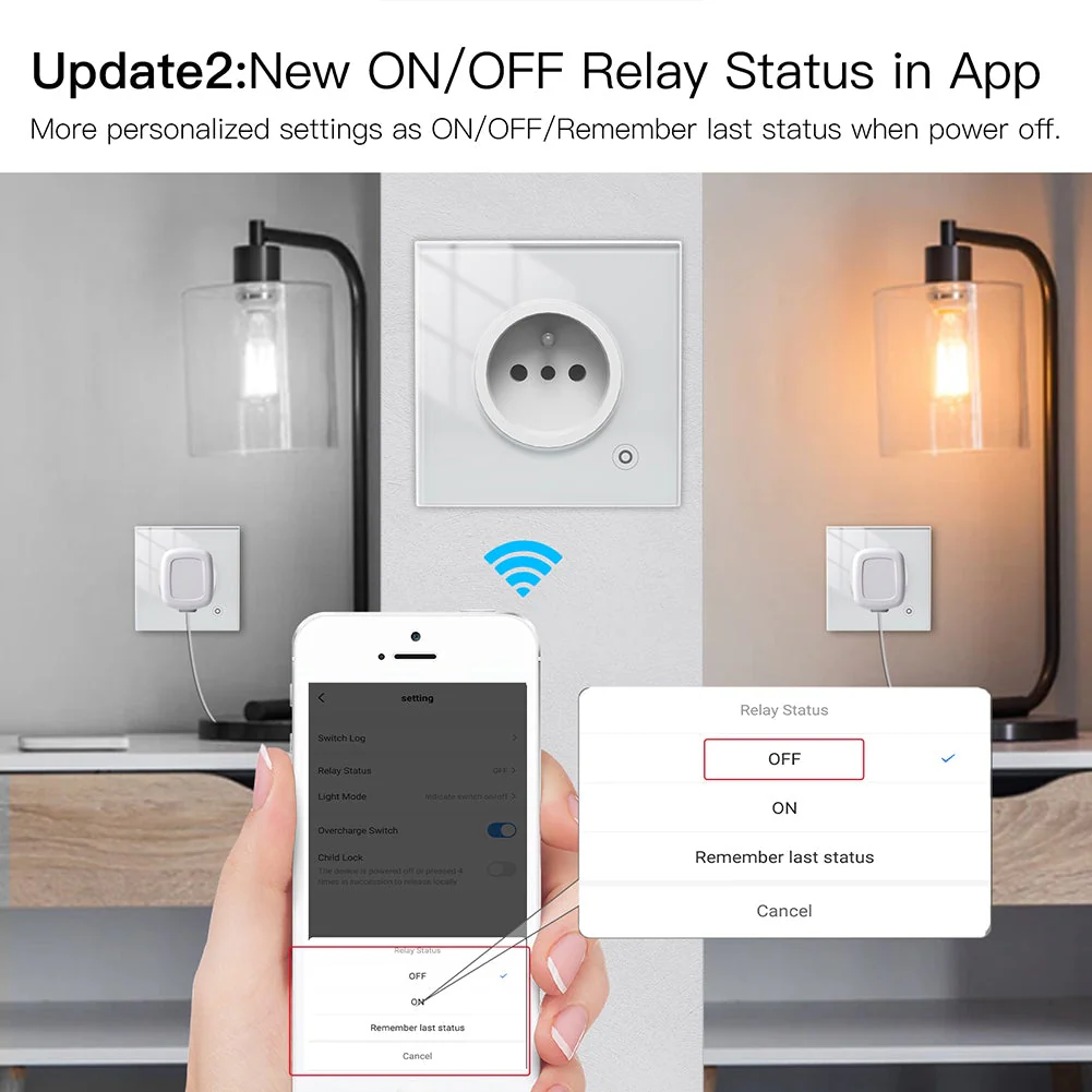 WiFi Smart Wall Socket Glass Panel Outlet Power Monitor Touch Plug Relay Status Light Mode Adjustable EU - Image 4