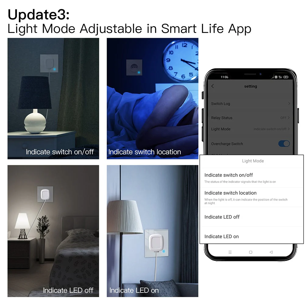 WiFi Smart Wall Socket Glass Panel Outlet Power Monitor Touch Plug Relay Status Light Mode Adjustable EU - Image 5