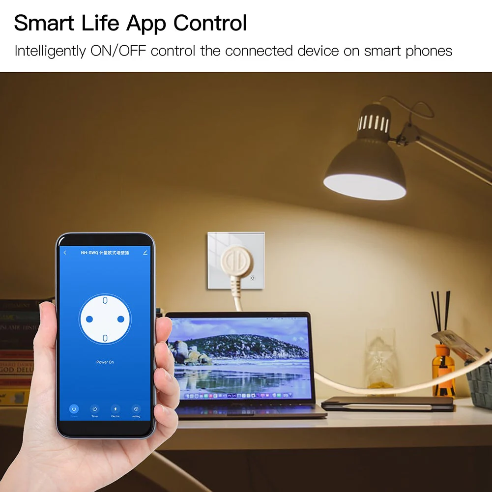 WiFi Smart Wall Socket Glass Panel Outlet Power Monitor Touch Plug Relay Status Light Mode Adjustable EU - Image 8