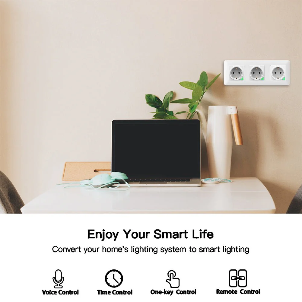 WiFi Smart Light Wall Switch Socket Outlet Push Button EU Version - Image 4