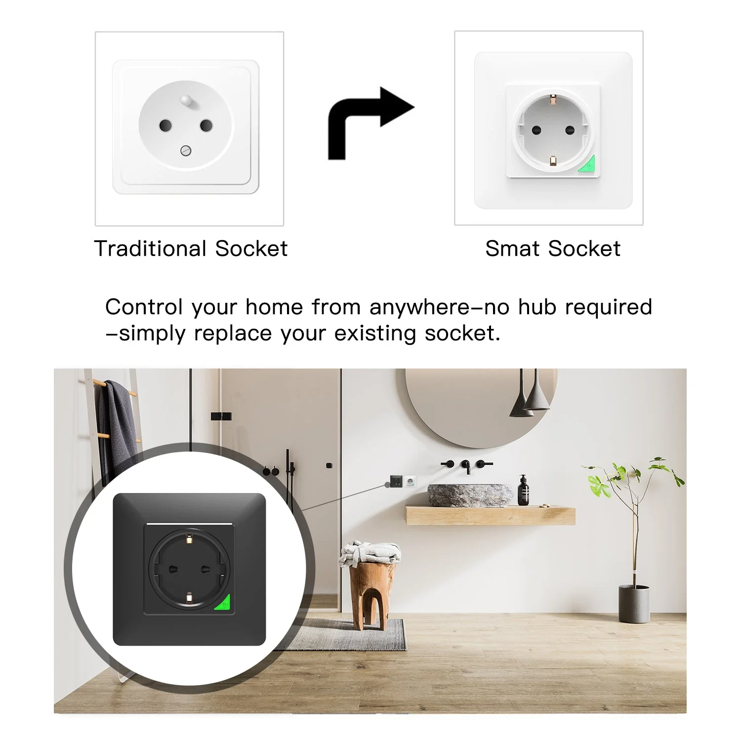 WiFi Smart Light Wall Switch Socket Outlet Push Button EU Version - Image 5