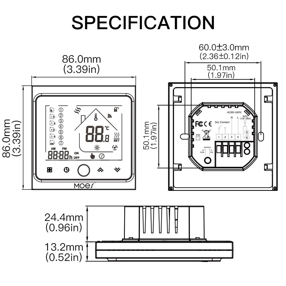 ZigBee Smart Thermostat Programmable Temperature Controller for Water Floor Heating - Image 8