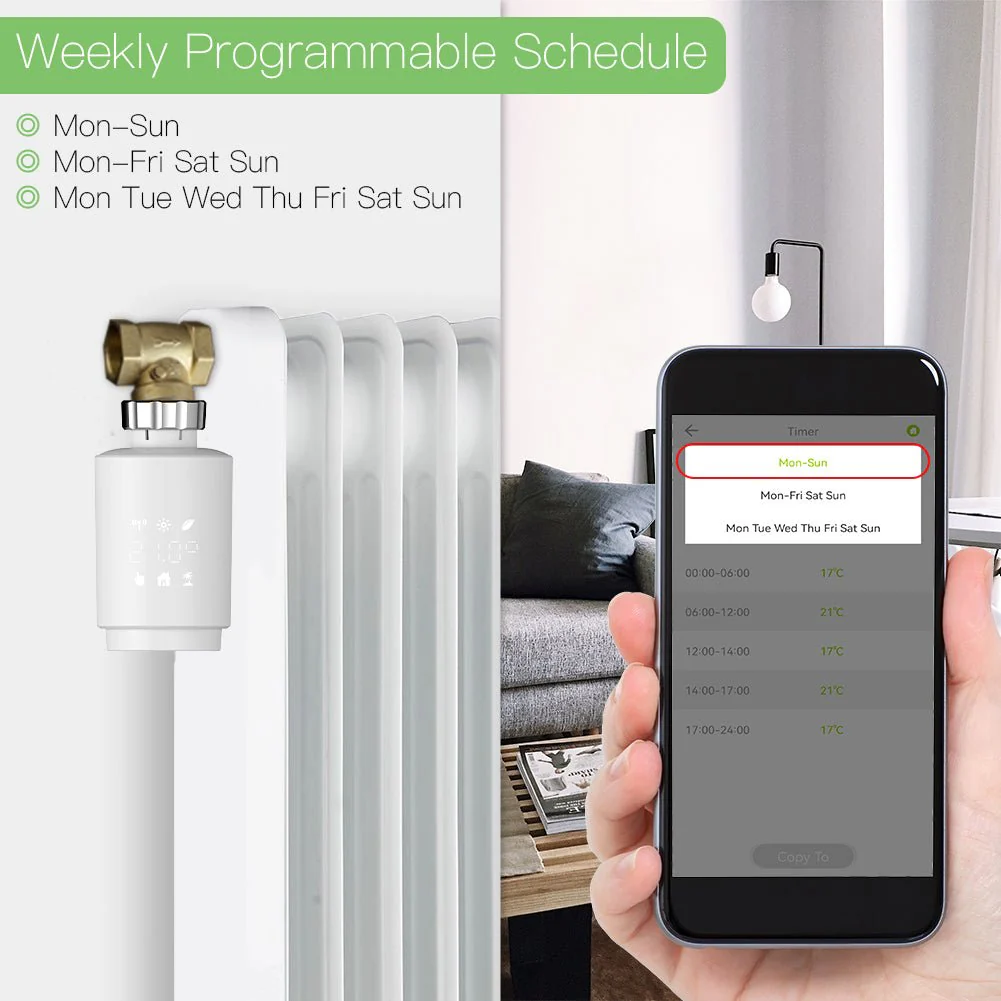 Zigbee Smart Thermostat Radiator Valve Energy Saving 2MQTT Digital Timer Voice Remote Control TRV - Image 5