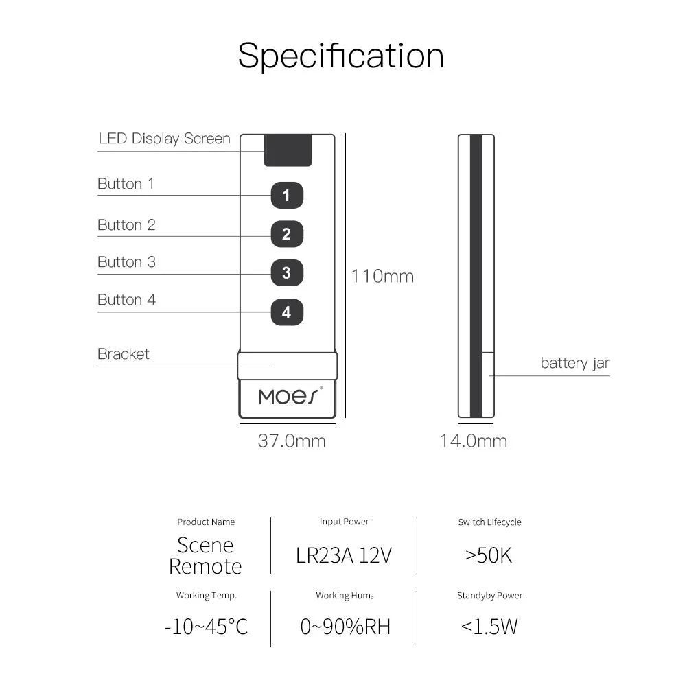 Tuya ZigBee Wireless Scene Switch 4 Gang Remote Point to Point Control - Image 8