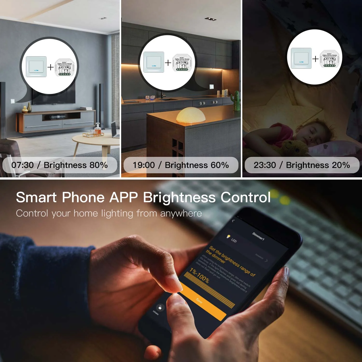 ZigBee Dimmer Module, Smart Switch Relay Module, MOES Hub Required 1/2 Gang Interruptor - Image 3