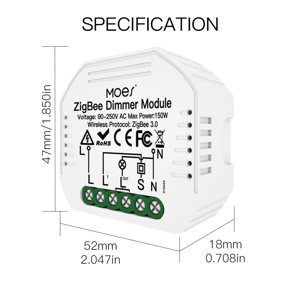 ZigBee Dimmer Module, Smart Switch Relay Module, MOES Hub Required 1/2 Gang Interruptor - Image 6