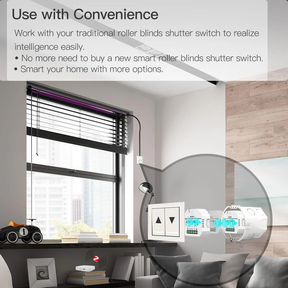 ZigBee RF433 Smart Curtain Switch Module for Electric Motorized Roller Blinds Shutter Motor - Image 6