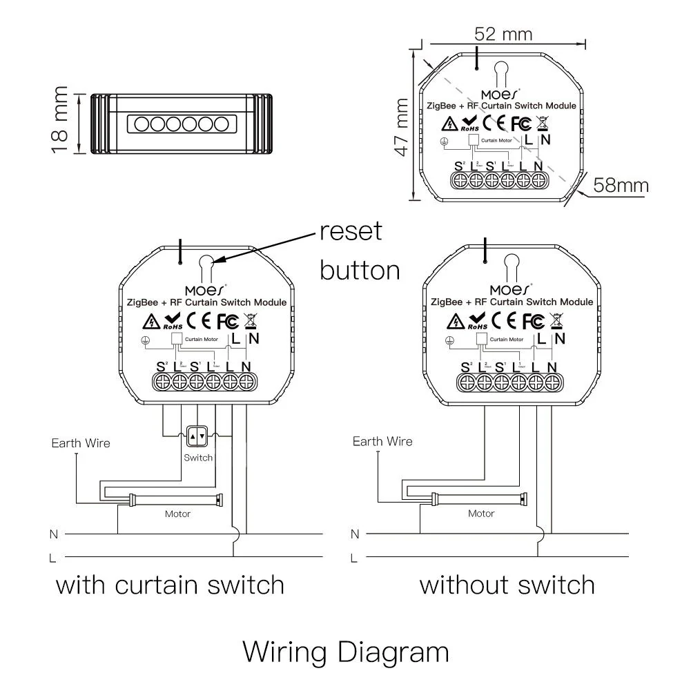ZigBee RF433 Smart Curtain Switch Module for Electric Motorized Roller Blinds Shutter Motor - Image 7