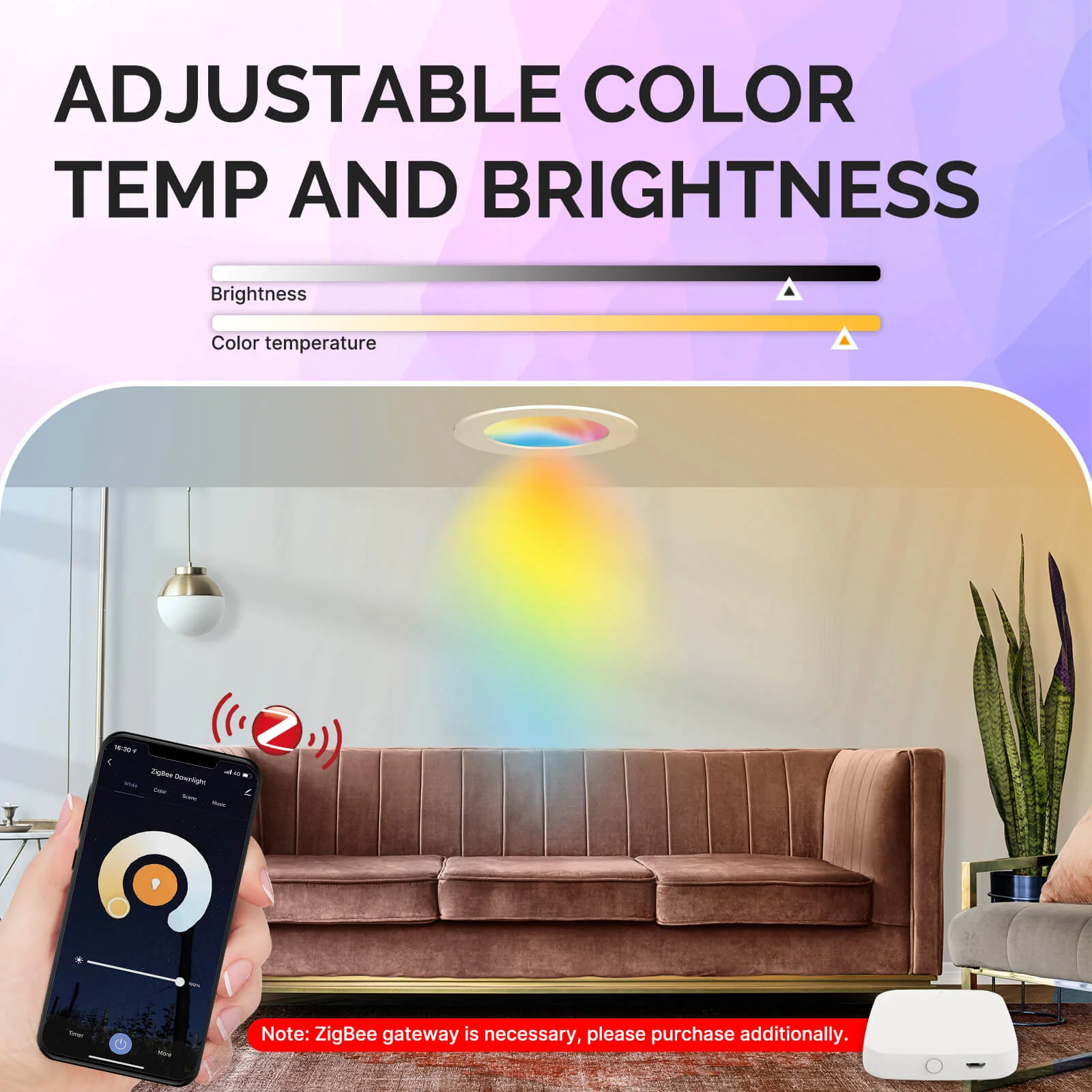 MOES ZigBee Downlight Tuya Dimming Spot lamp 6W RGB Change Warm Cool light - Image 3