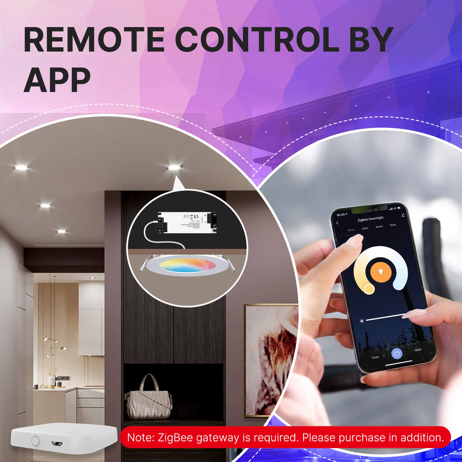 MOES ZigBee Downlight Tuya Dimming Spot lamp 6W RGB Change Warm Cool light - Image 6