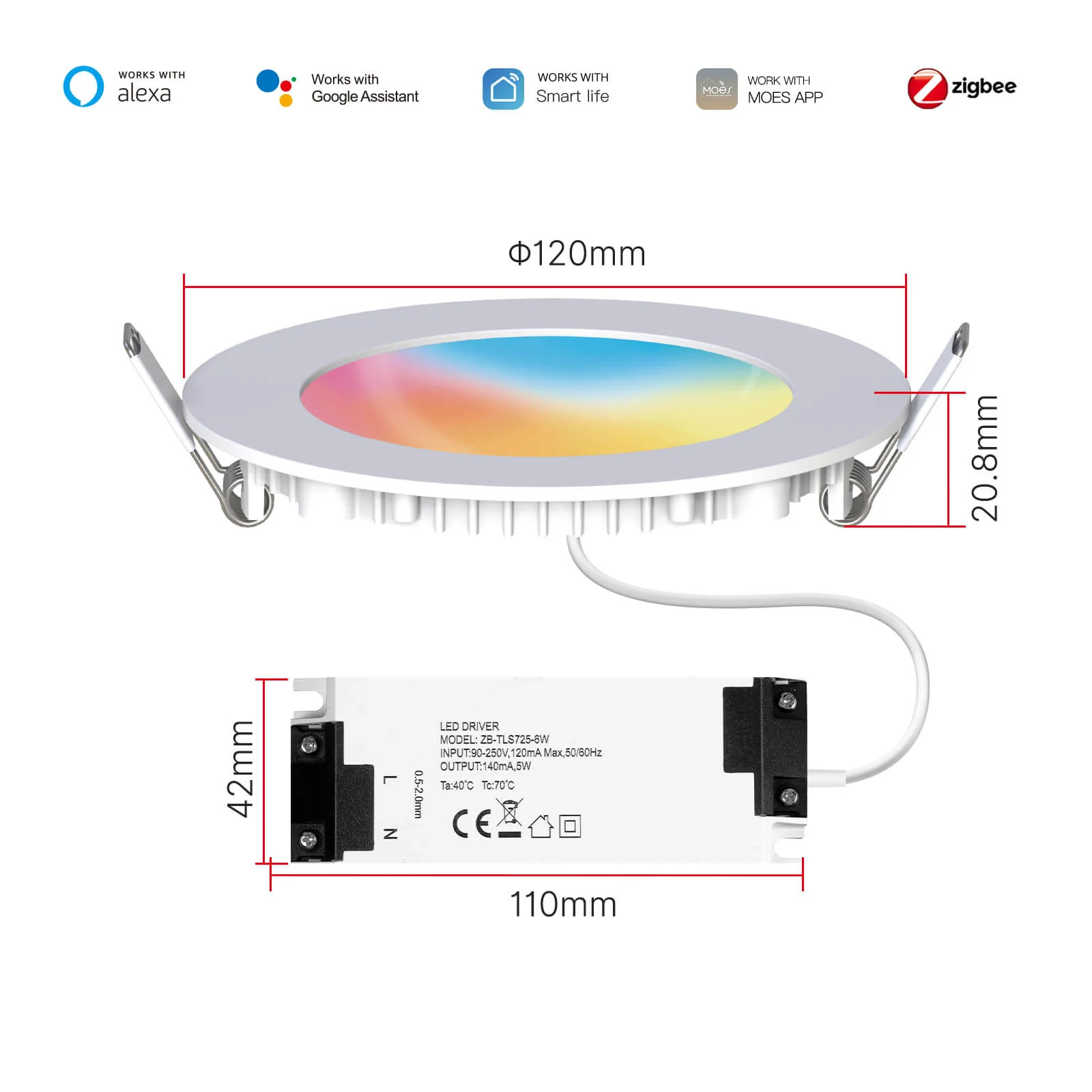 MOES ZigBee Downlight Tuya Dimming Spot lamp 6W RGB Change Warm Cool light - Image 8