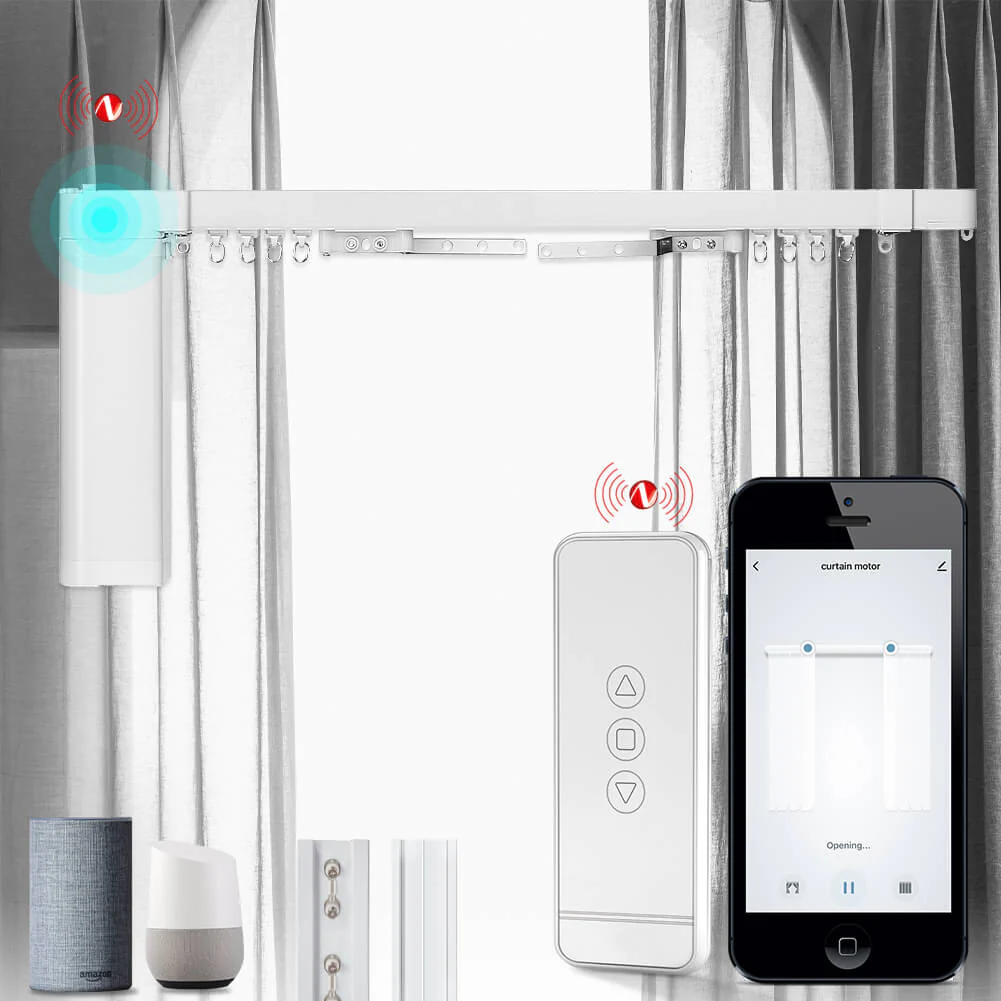 ZigBee Smart Electric Motorized Splicing Curtain Tracks System,Tuya Curtain Motor with DIY Track RF Remote - Image 10