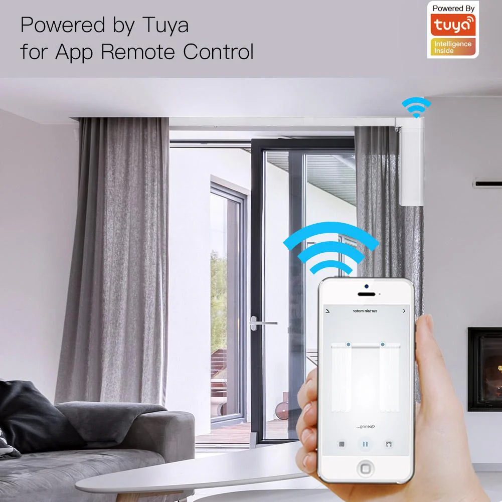 ZigBee Smart Electric Motorized Splicing Curtain Tracks System,Tuya Curtain Motor with DIY Track RF Remote - Image 3