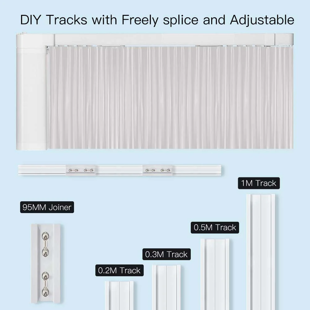 ZigBee Smart Electric Motorized Splicing Curtain Tracks System,Tuya Curtain Motor with DIY Track RF Remote - Image 6