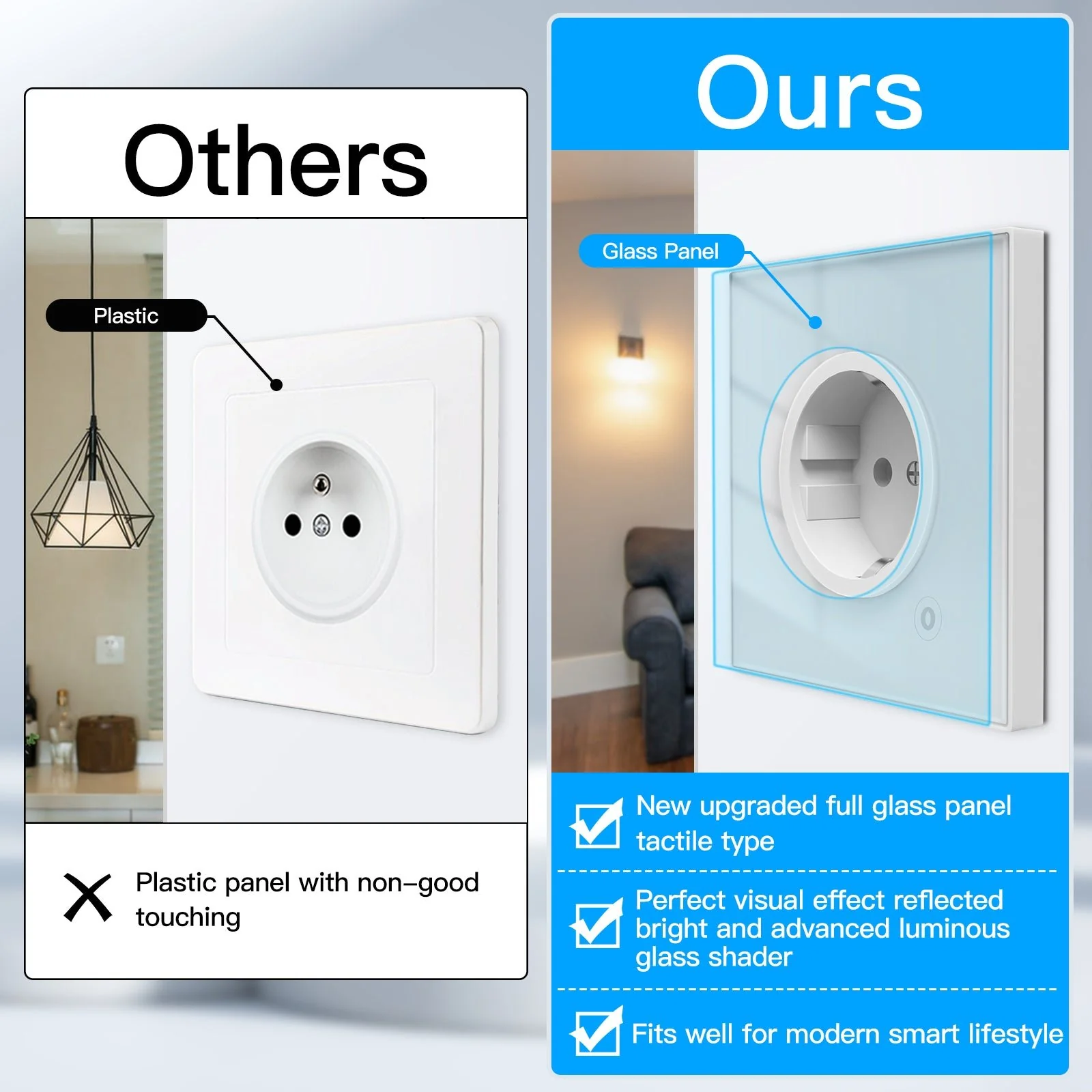 MOES ZigBee Smart Wall Socket Glass Panel Power Monitor Hub Required - Image 5