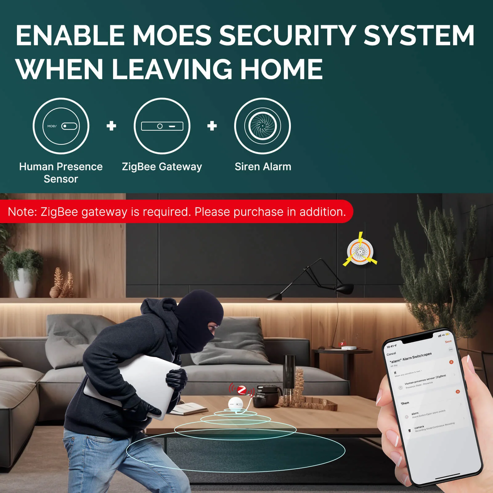 MOES ZigBee Human Presence Sensor Detector Radar Wave Detection Sensor for Home Security - Image 5