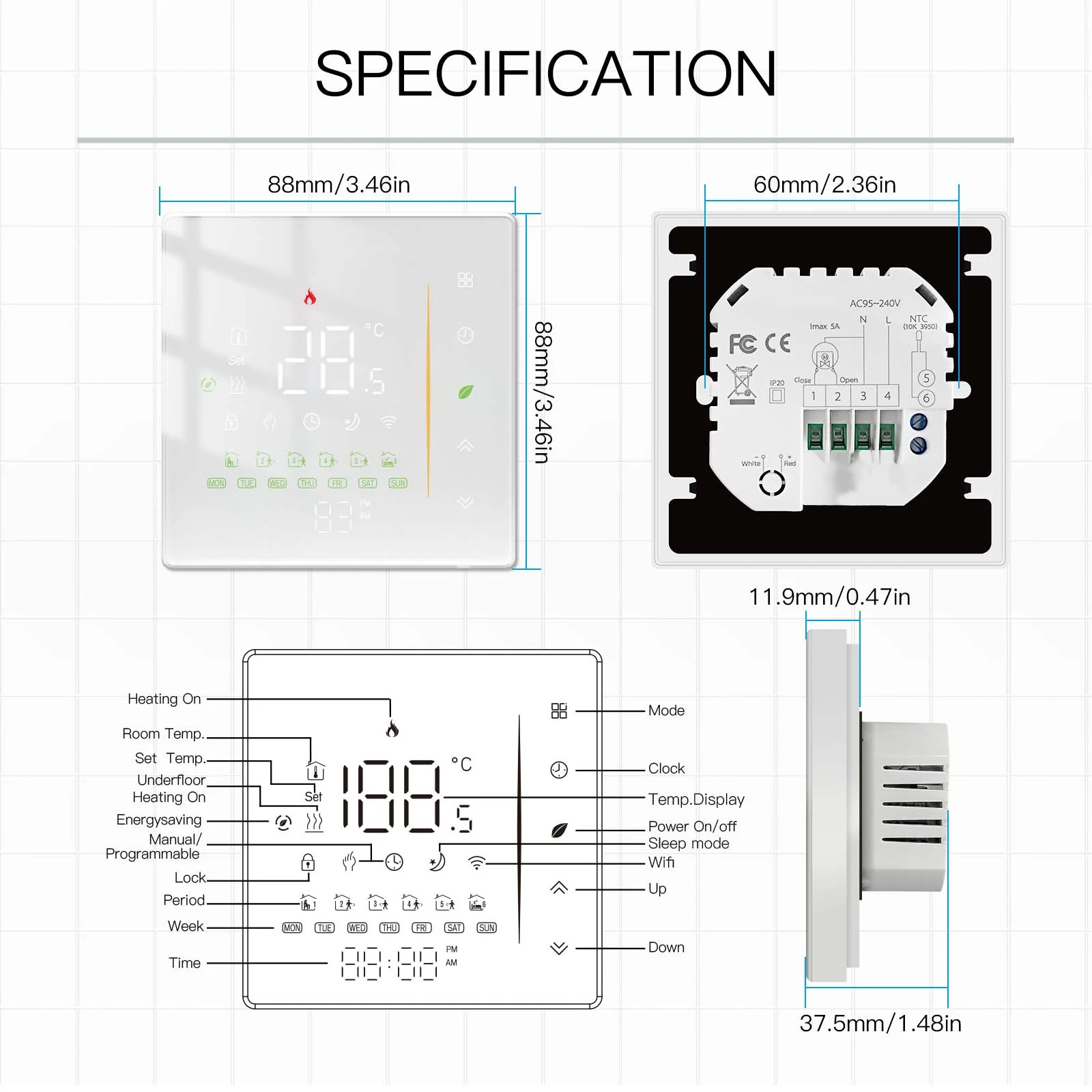 Tuya Zigbee Smart Thermostat Gas/Water Heater, Room Thermostat Digital Programmable - Image 11