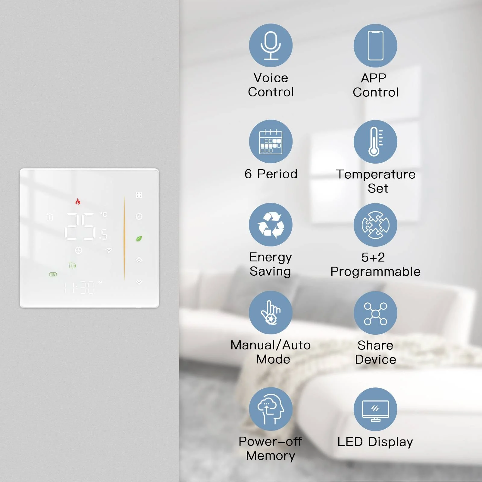 Tuya Zigbee Smart Thermostat Gas/Water Heater, Room Thermostat Digital Programmable - Image 4