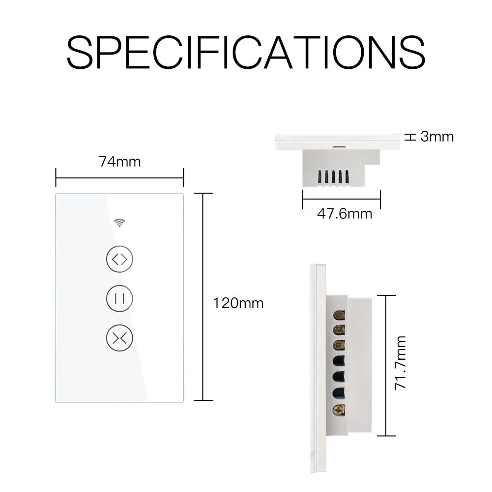 ZigBee RF433 Smart Curtain Blinds Shutter Touch Switch Multi-control Neutral Wire Required US - Image 8