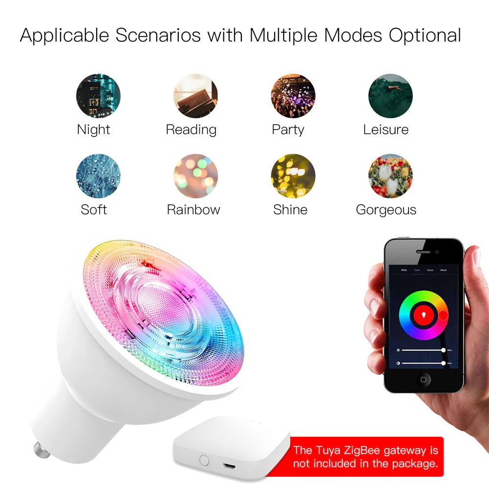 ZigBee GU10 Smart Sync Full Color LED Dimmable Party Light Bulbs RGBCCT 2200-6500K C+W 5W - Image 6