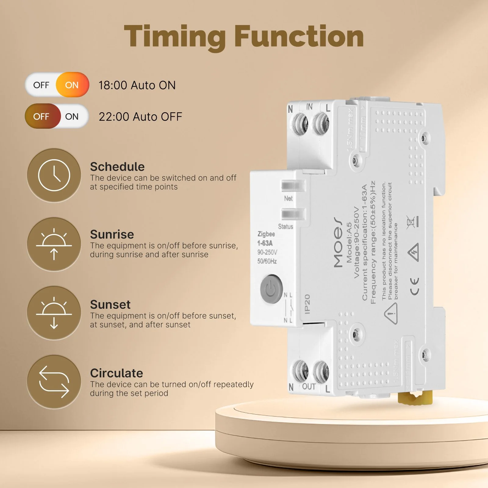 MOES Tuya ZigBee Smart Circuit Breaker 63A Electricity Monitor V0 Fireproof Remote APP Control with Alexa - Image 4