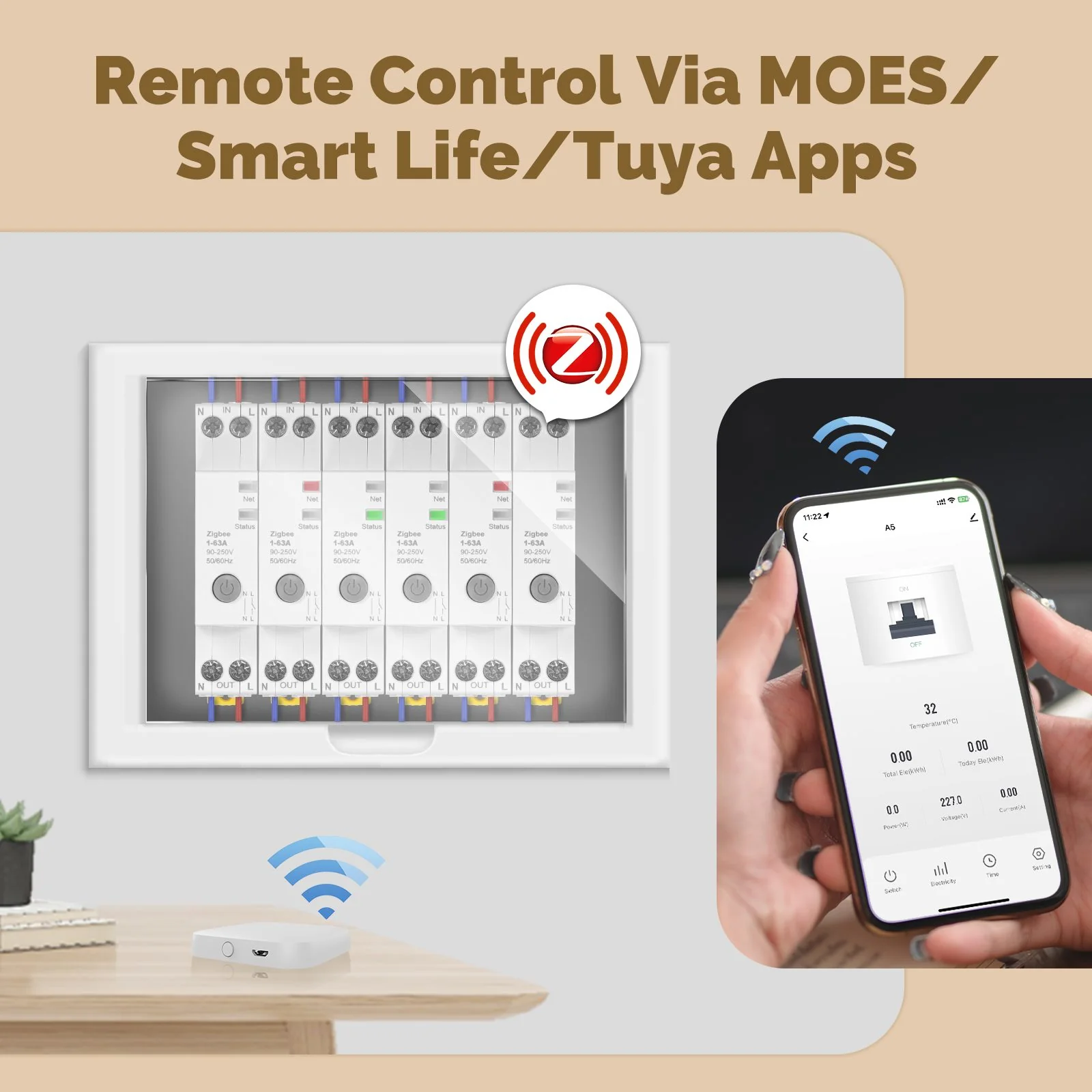 MOES Tuya ZigBee Smart Circuit Breaker 63A Electricity Monitor V0 Fireproof Remote APP Control with Alexa - Image 5
