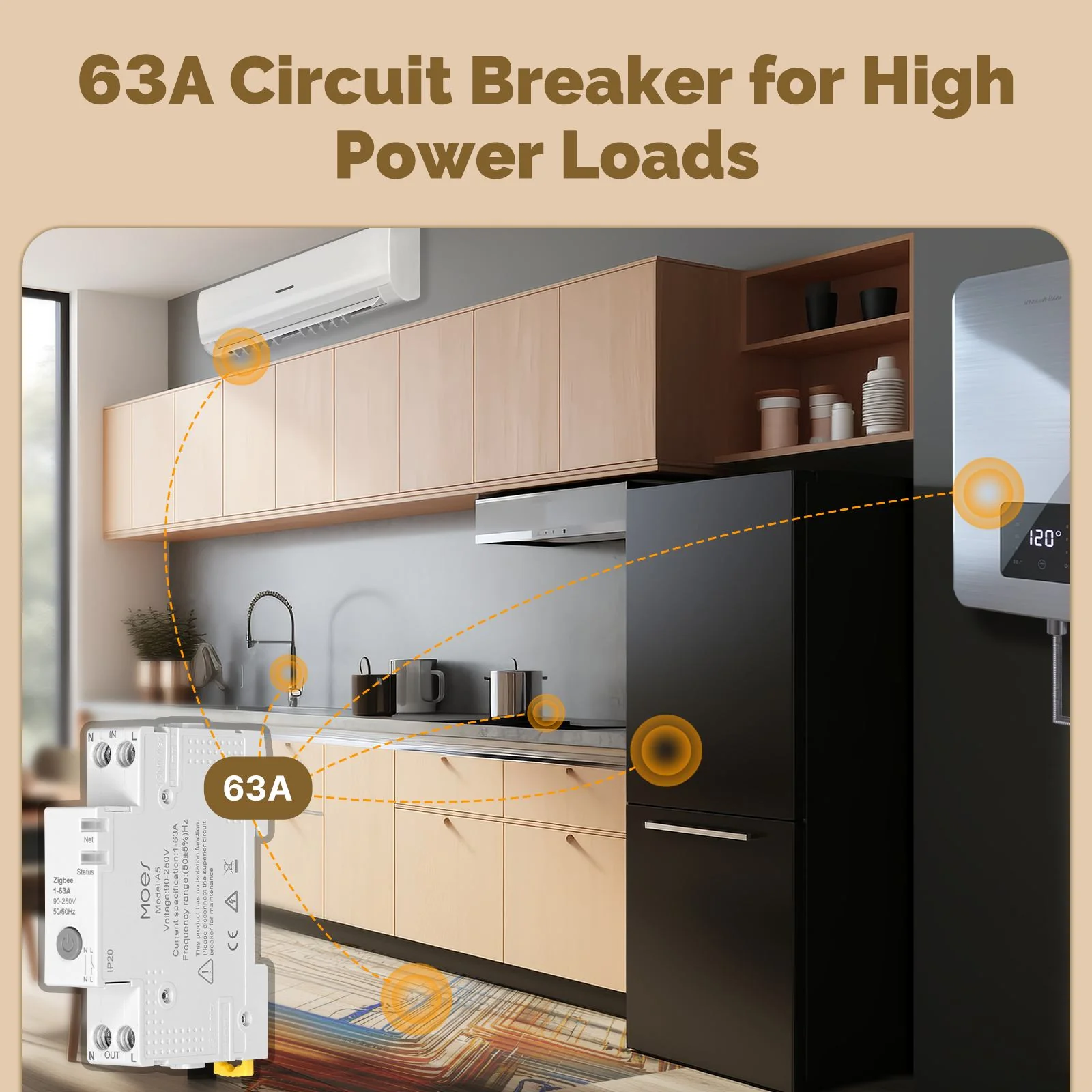 MOES Tuya ZigBee Smart Circuit Breaker 63A Electricity Monitor V0 Fireproof Remote APP Control with Alexa - Image 6