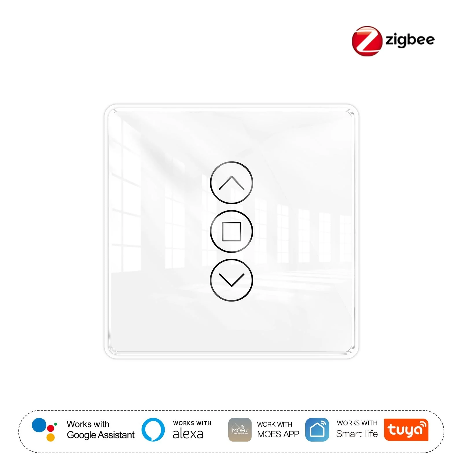 ZigBee Smart Curtain Switch 2.5D Support RF433 Arc Glass Touch Panel - Image 6