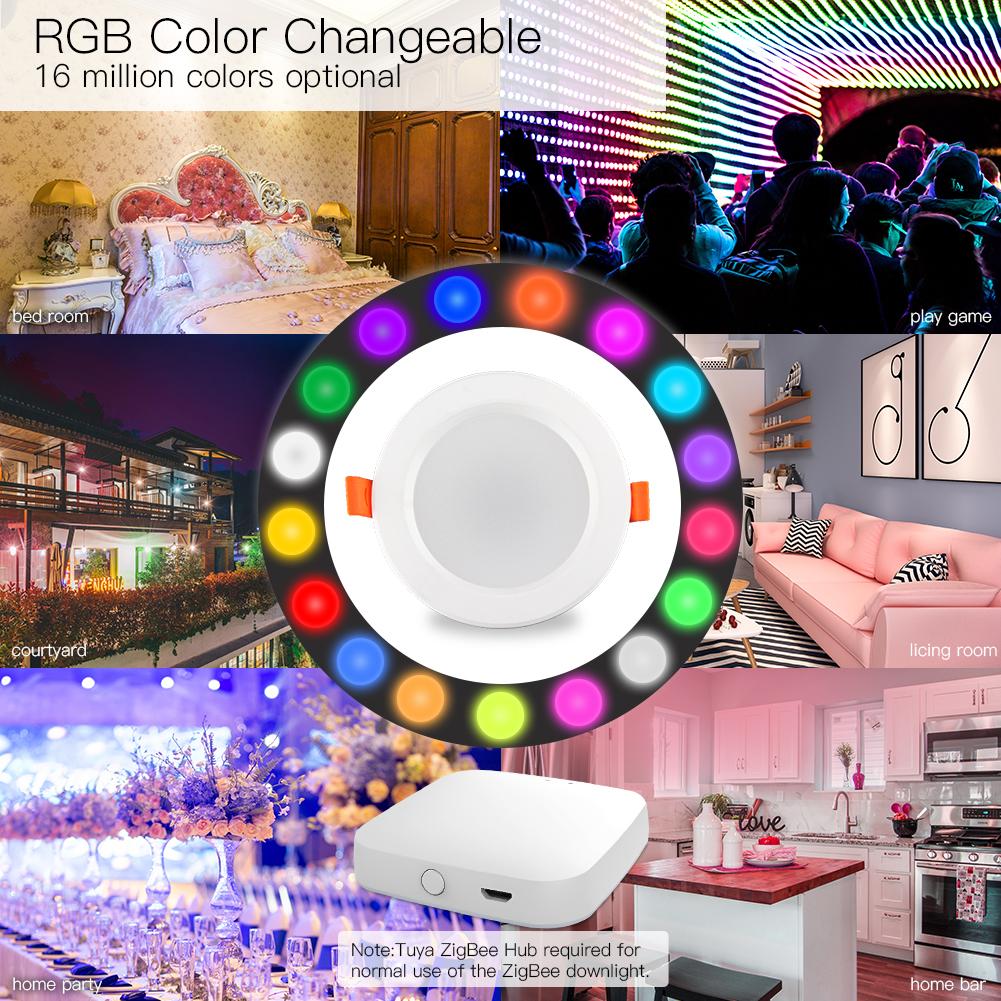 MOES ZigBee Smart LED Downlight Dimming Round Recessed Spot Party Light Bulbs RGB 2700K-6500K W+C - Image 3