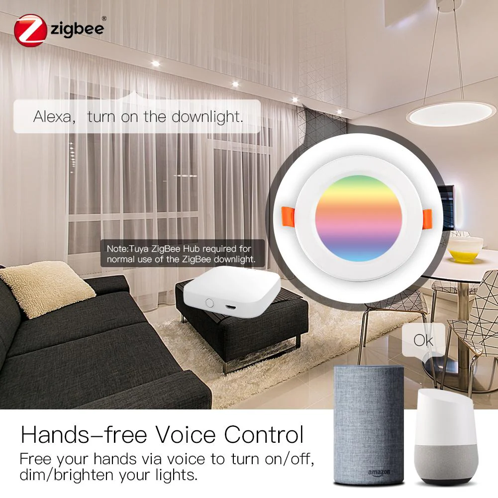 MOES ZigBee Smart LED Downlight Dimming Round Recessed Spot Party Light Bulbs RGB 2700K-6500K W+C - Image 4