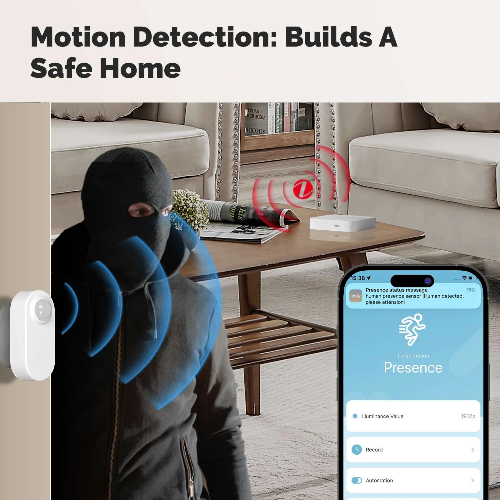 ZigBee Smart mmWave Human Presence PIR Sensor App Remote Monitoring Motion&Motionless Detection - Image 3