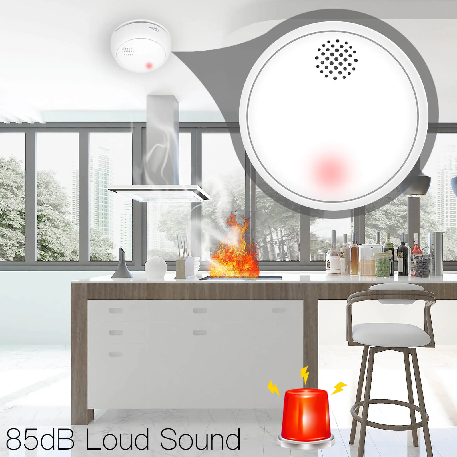 ZigBee Wireless Smart Smoke Detector Fire 85dB Sound Alarm Siren Sensor - Image 5