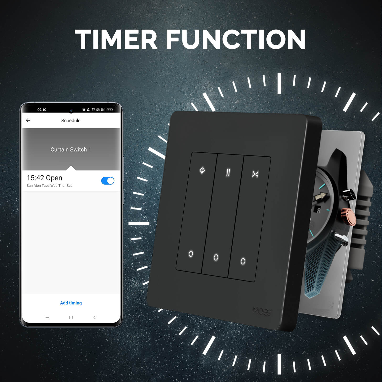 MOES ZigBee RF Smart Curtain Switch For Roller Shutter Electric Curtains Blind Motor Support Timing & Remote Control - Image 3