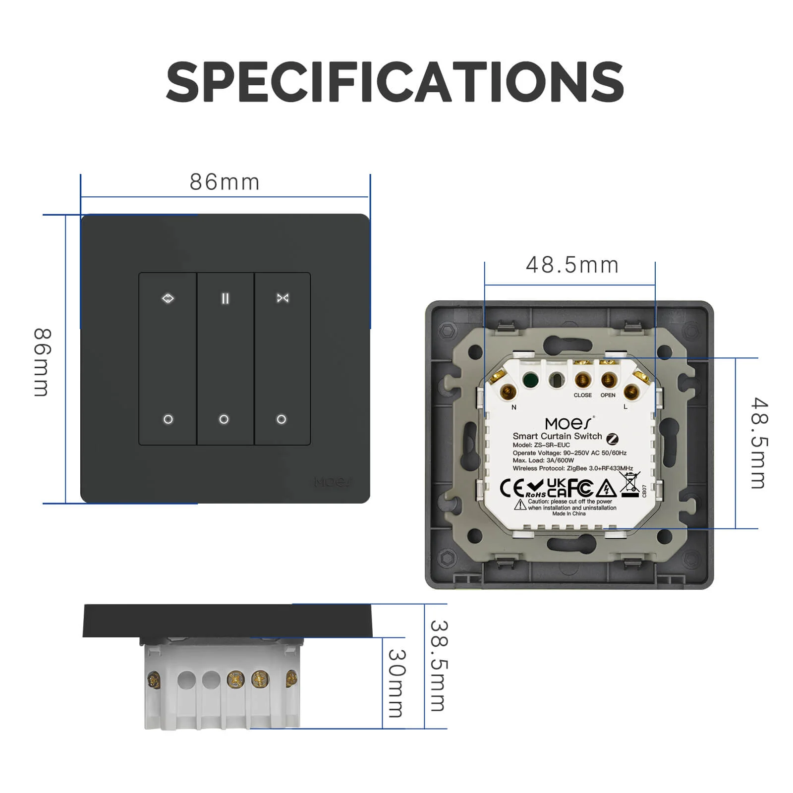MOES ZigBee RF Smart Curtain Switch For Roller Shutter Electric Curtains Blind Motor Support Timing & Remote Control - Image 7