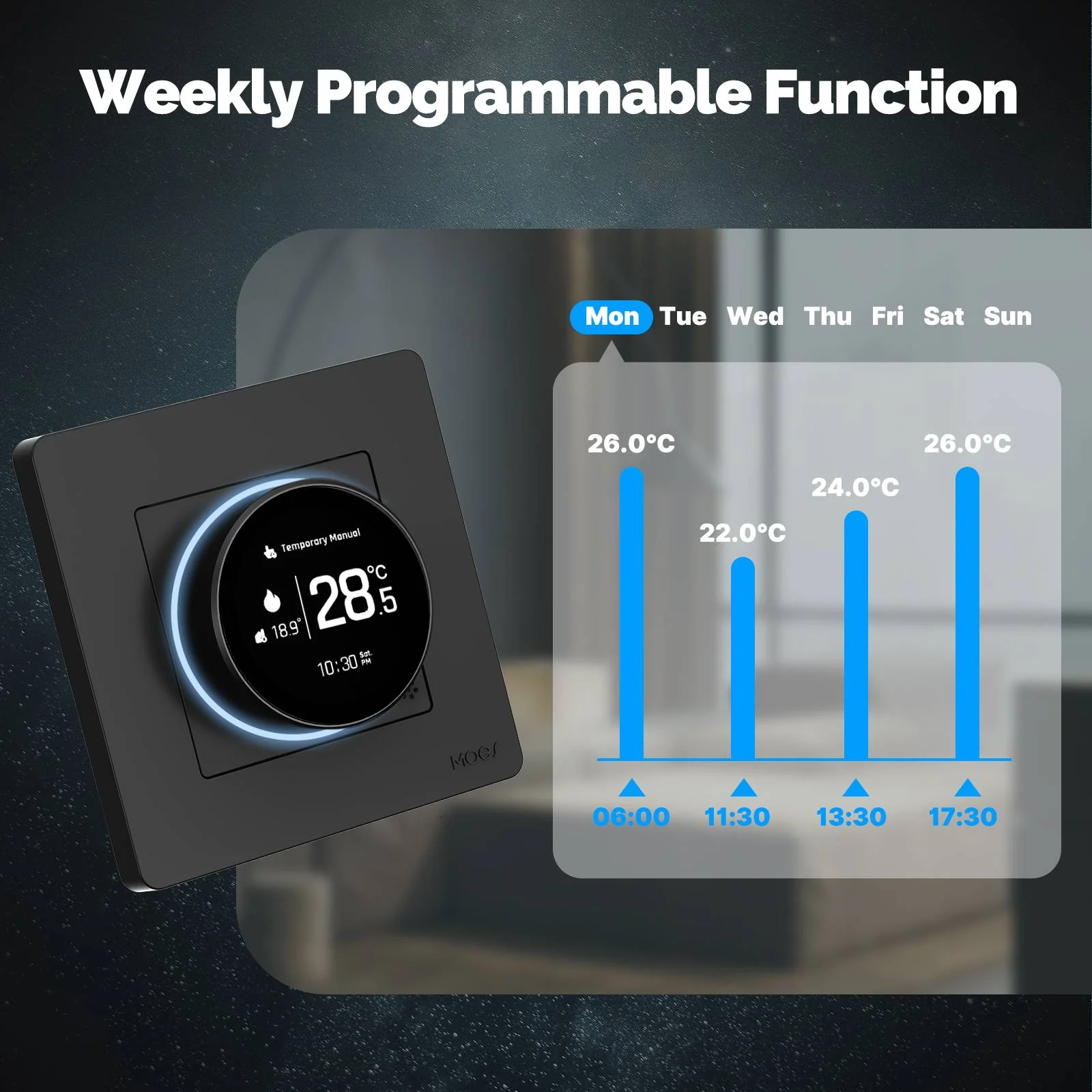 ZigBee Star Ring Smart Thermostat Temperature Controller Water Boiler Electric Heating - Image 3