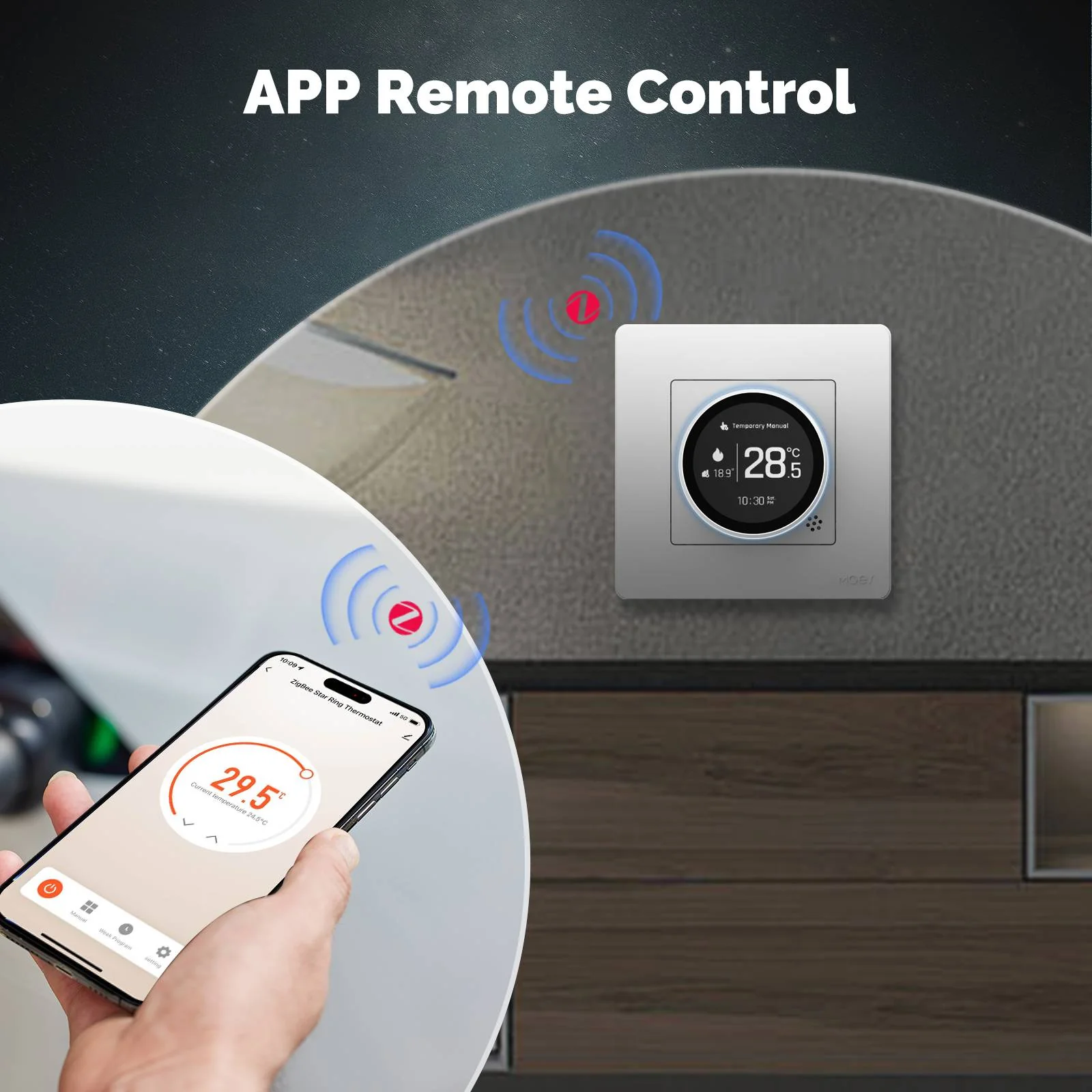 ZigBee Star Ring Smart Thermostat Temperature Controller Water Boiler Electric Heating - Image 5