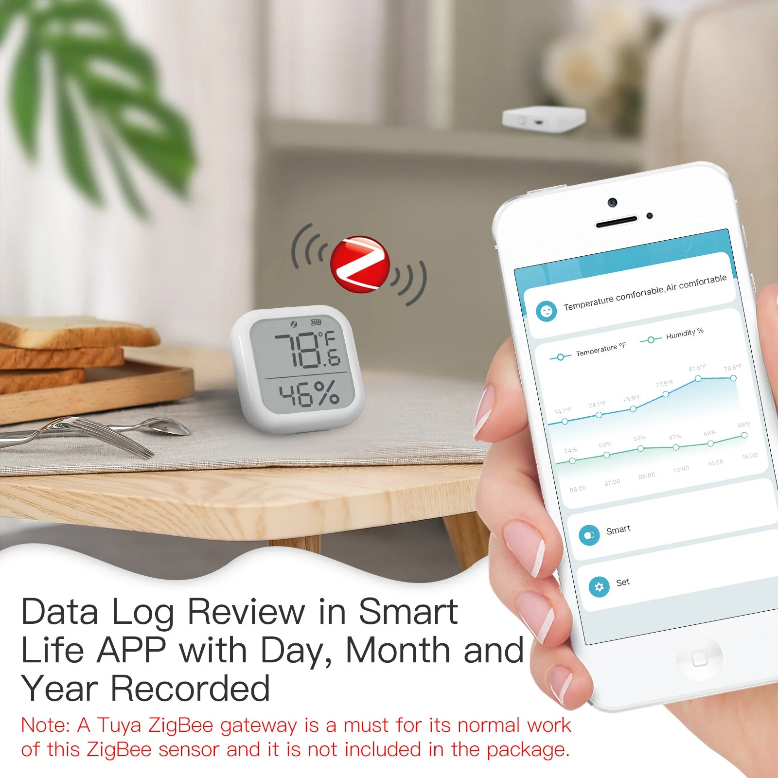 MOES ZigBee Smart Temperature and Humidity Sensor Indoor Hygrometer Thermometer Detector - Image 7