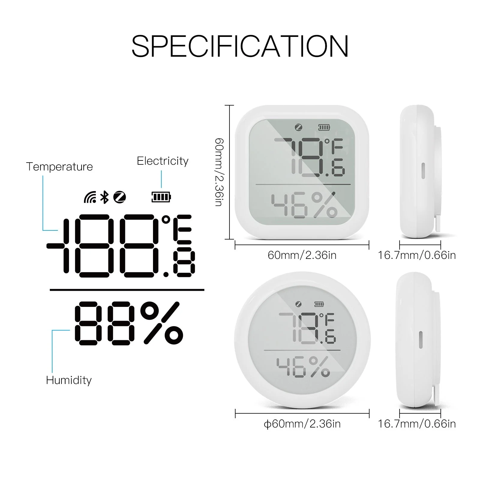 MOES ZigBee Smart Temperature and Humidity Sensor Indoor Hygrometer Thermometer Detector - Image 8