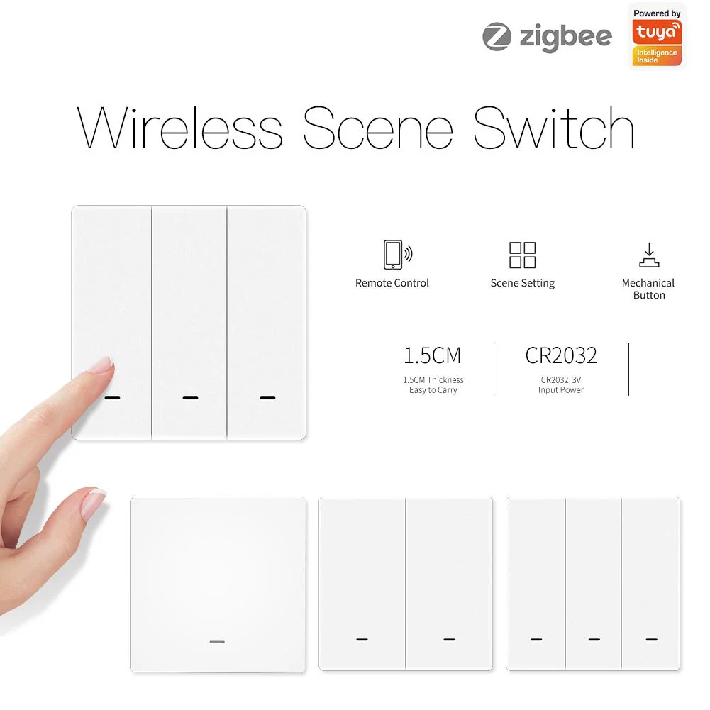 ZigBee Smart 9 Scene Mechanical Push Button Switch Multi-Control Battery Powered - Image 5