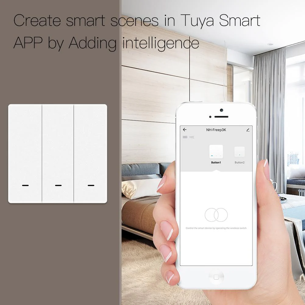 ZigBee Smart 9 Scene Mechanical Push Button Switch Multi-Control Battery Powered - Image 6